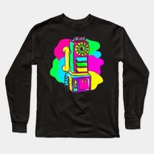 Retro neon early hippy VHS cassettes 80s 90s Long Sleeve T-Shirt